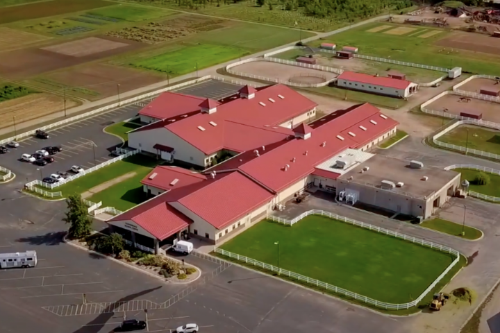 aerial view of the Leatherdale Equine Center