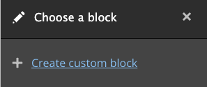 screenshot of the Layout Builder interface with Custom Block selected