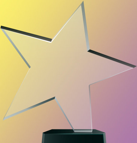A cartoon star-shaped trophy