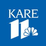 "KARE 11" in white letters over a blue background