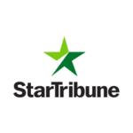 "Star Tribune" in black letters beneath a green star logo