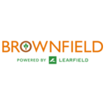 "Brownfield powered by Learfield" in orange and green letters
