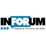 "InForum" with three small arrows pointing to the right below the words